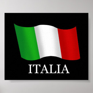 Italien Bäst säljande vågigt flagga för italienare Poster
