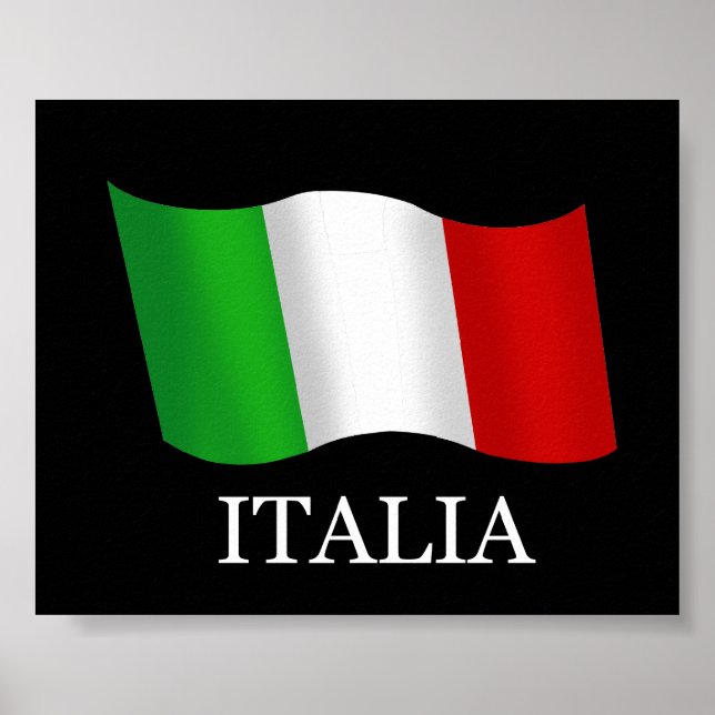 Italien Bäst säljande vågigt flagga för italienare Poster (Framsidan)