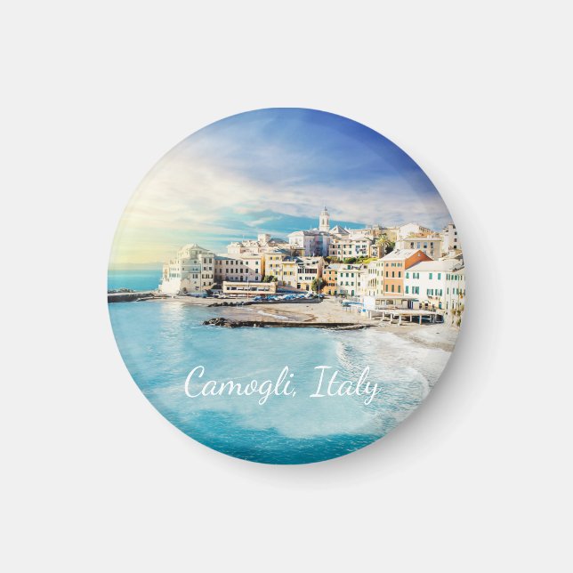 Italien Beach Ocean Medelhavet Scenisk Målning    Magnet (Framsidan)