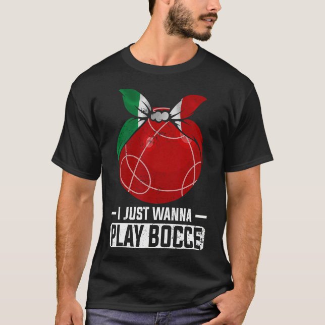 Italien Bocci Player Bocce Byll i italienska Bowli T Shirt (Framsida)