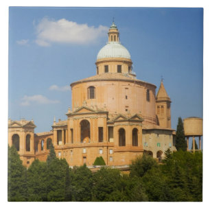 Italien, Bologna, Solig dag med Portico di San Kakelplatta