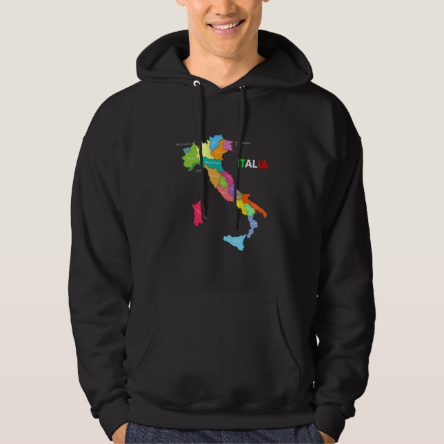 Italien Boots Land Karta Italien Italien Mappa Sti Hoodie (Framsida)
