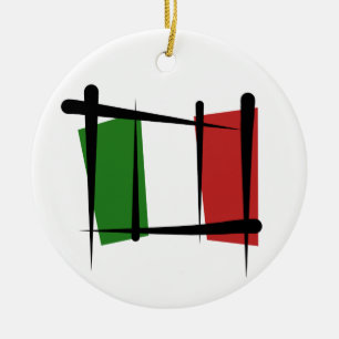 Italien borstar flagga julgransprydnad keramik