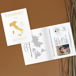 ITALIEN Bröllop Destination Passport World Map Folierat Kort