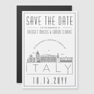Italien Bröllop Stiliserad Skyline Spara datum Magnetisk Inbjudningskort