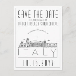 Italien Bröllop | Stiliserad Skyline Spara datum Vykort