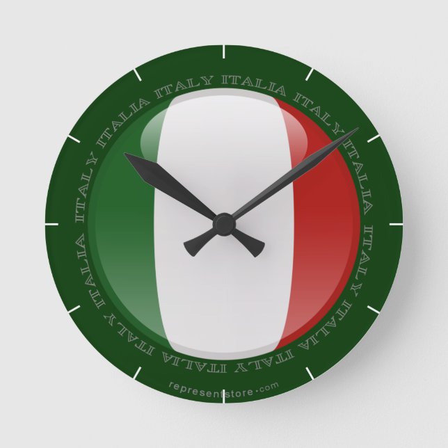 Italien bubblar flagga rund klocka (Framsida)