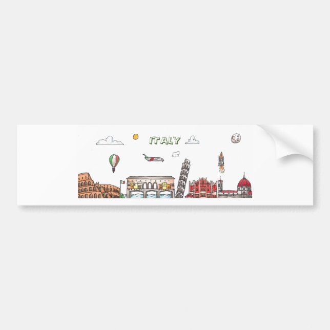 Italien Bumper Sticker -  Bildekal (Framsidan)