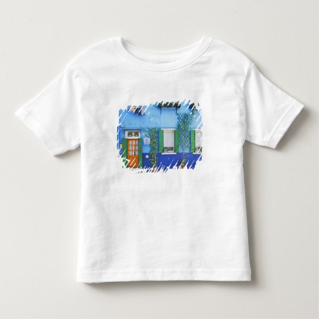 Italien, Burano. Ett färgat hus i Burano nära T-shirt (Framsida)