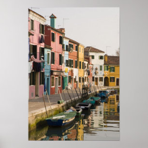 Italien, Burano. Färgbeklädnad av linje a Poster