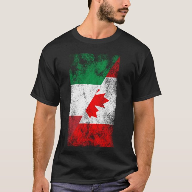 Italien Canada Flaggor - Italienska kanadensiska T Shirt (Framsida)
