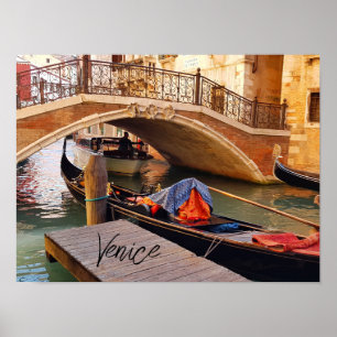 Italien Canal Boat Travel Poster