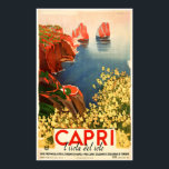 ITALIEN CAPRI, ön Sol Vintage resor Poster<br><div class="desc">Högupplöst reproduktion,  vassa toppen-utskrifter,  färg korrigerat för vibrant och skarpt färger och digitalt reparerat för tårar,  fläckar,  saknade inslag. CAPRI-Italiens ö i Sol Vintage resor Poster.</div>