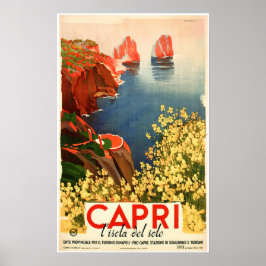 ITALIEN CAPRI, ön Sol Vintage resor Poster