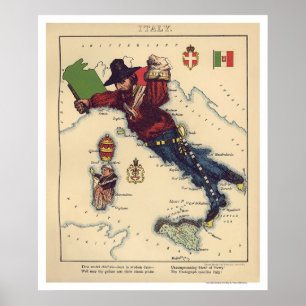 Italien Caricature Karta 1868 Poster