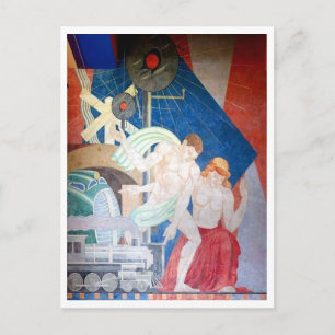 Italien Carlo Ciampaglia Järnvägs Mural Konst Vykort