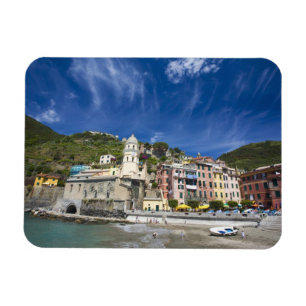 Italien, Cinque Terre, Vernazza, Hamn och kyrka 2 Magnet