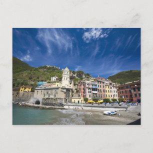 Italien, Cinque Terre, Vernazza, Hamn och kyrka 2 Vykort