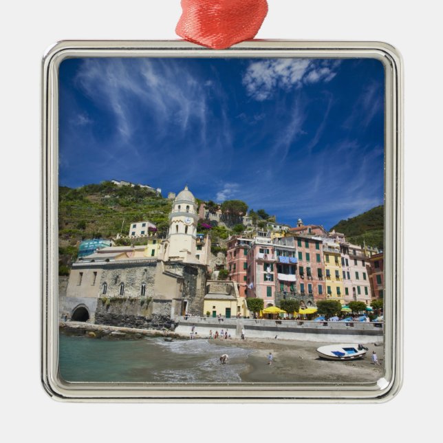 Italien, Cinque Terre, Vernazza, Harbour och Churc Julgransprydnad Metall (Framsidan)