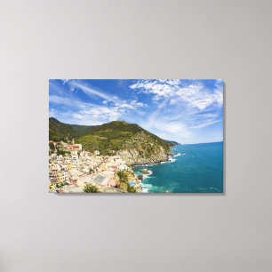 Italien, Cinque Terre, Vernazza, Kulleliggande sta Canvastryck