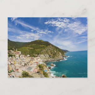 Italien, Cinque Terre, Vernazza, Kuperad stad av 2 Vykort