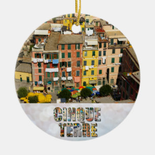 Italien Cinque Terre Vernazza Photo Julgransprydnad Keramik