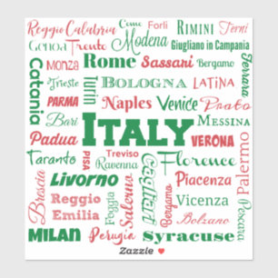 Italien Cities vinyldekaler - Italienska flagga fä Klistermärken
