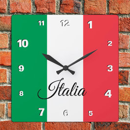 Italien Clock, patriotiskt hem, italiensk Flagga Fyrkantig Klocka