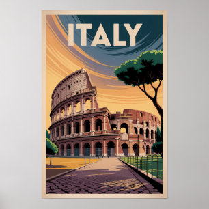 Italien Colosseum Illustration Resa Konst Vintage Poster