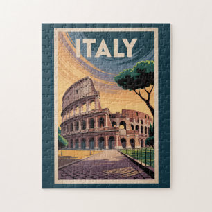 Italien Colosseum Illustration Resa Konst Vintage Pussel