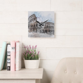 Italien Colosseum Rom Fyrkantig Klocka