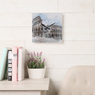 Italien Colosseum Rom Fyrkantig Klocka