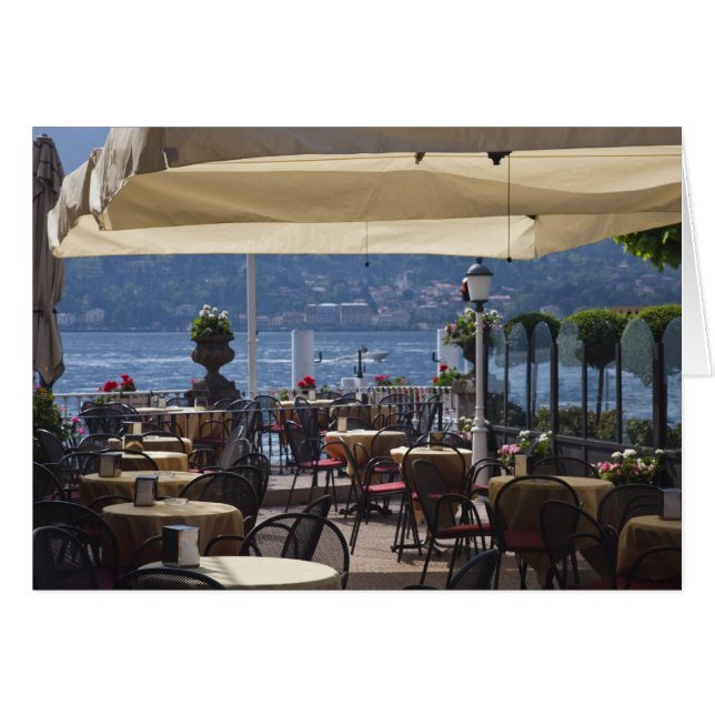 Italien, Como provins, Bellagio. Strandsidokafé. Hälsningskort (Framsidan Horizontal)