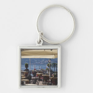 Italien, Como provinsen, Bellagio. Strandsidans ca Fyrkantig Silverfärgad Nyckelring
