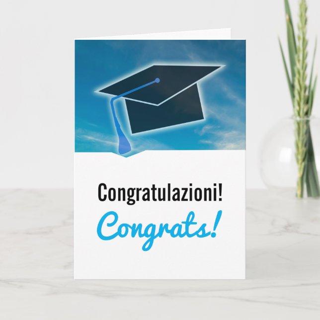 Italien "Congratazioni"-Grattisar på italienska Kort (Framsida)