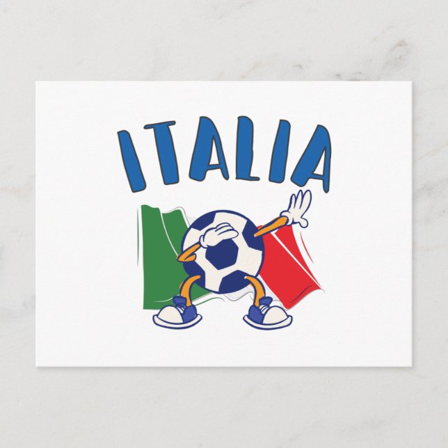 Italien Dabbar Fotboll Flagga Postkort Vykort (Framsida)
