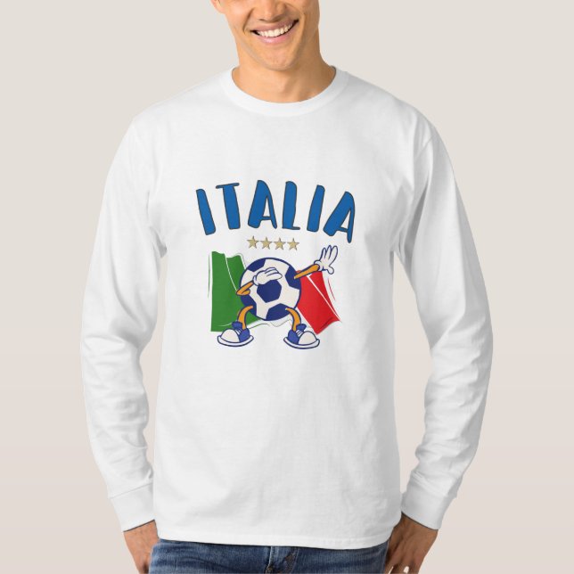 Italien Dabbing Soccer Ball Flagga 4 stjärnor T Shirt (Framsida)