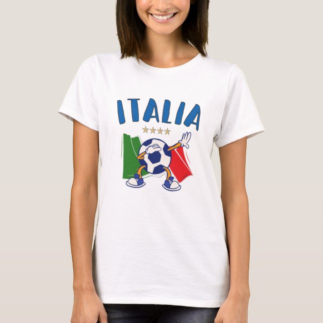 Italien Dabbing Soccer Ball Flagga 4 stjärnor T Shirt (Framsida)