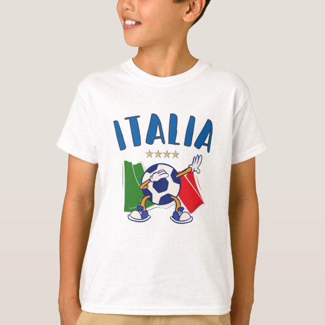 Italien Dabbing Soccer Ball Flagga 4 stjärnor T Shirt (Framsida)