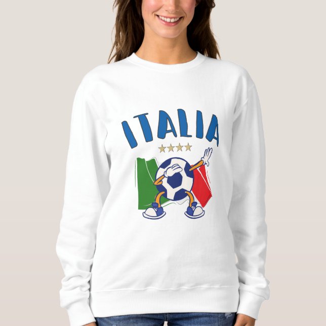 Italien Dabbing Soccer Ball Flagga 4 stjärnor T Shirt (Framsida)