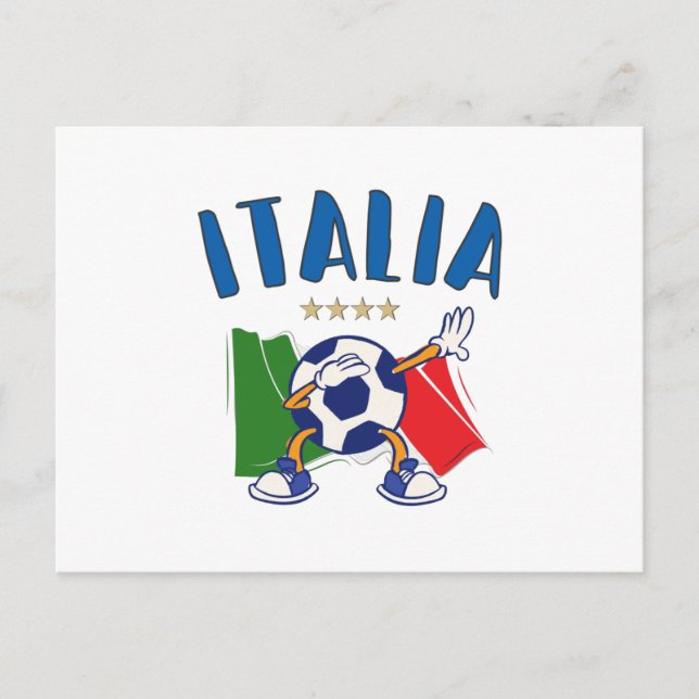 Italien Dabbing Soccer Ball Flagga 4 stjärnor Vykort (Framsida)