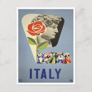 Italien David Statue Vintage resor vykort