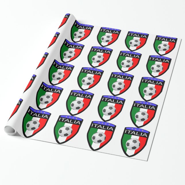 Italien/den Italia flagga lappar - med fotbollboll Presentpapper (Utrullad)