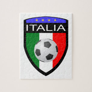 Italien/den Italia flagga lappar - med fotbollboll Pussel