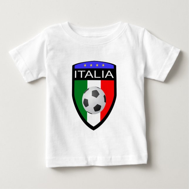 Italien/den Italia flagga lappar - med fotbollboll Tee Shirt (Framsida)