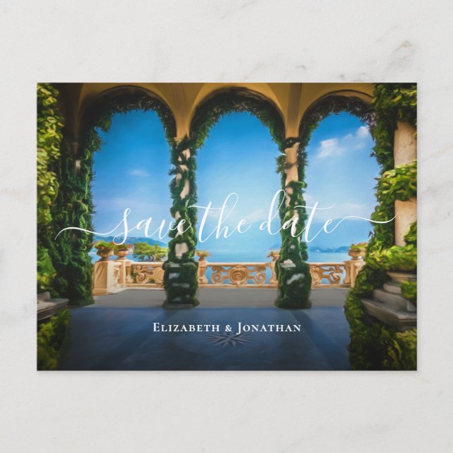 Italien elegant Italienska Bröllop Arches Spara da Meddelande Vykort (Framsida)