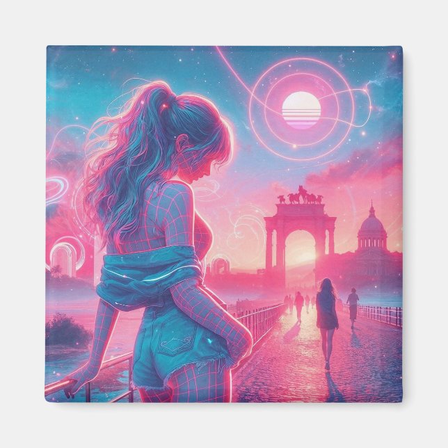 Italien | Eterisk Drömlik Urban Vaporwave Retrowav Magnet (Framsidan)