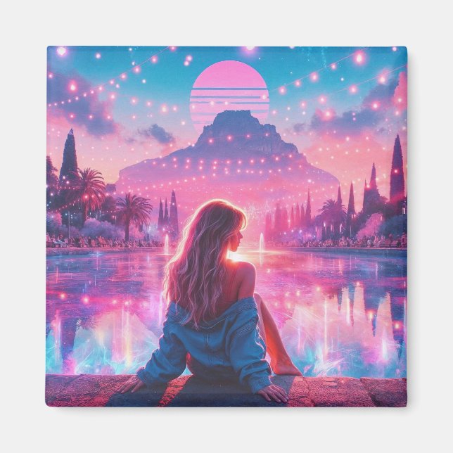 Italien | Eterisk Drömlik Urban Vaporwave Retrowav Magnet (Framsidan)