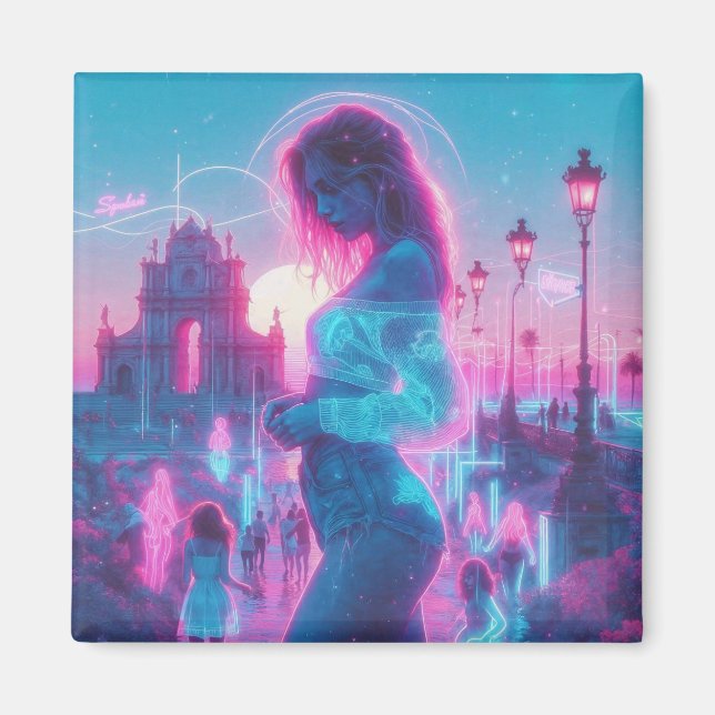 Italien | Eterisk Drömsk Urban Vaporwave Retrowave Magnet (Framsidan)