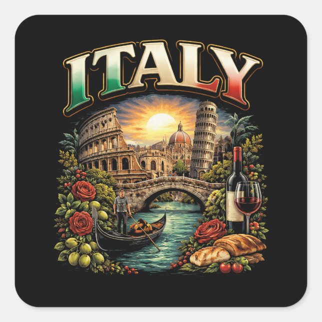 Italien evigt fyrkantigt klistermärke (Framsida)